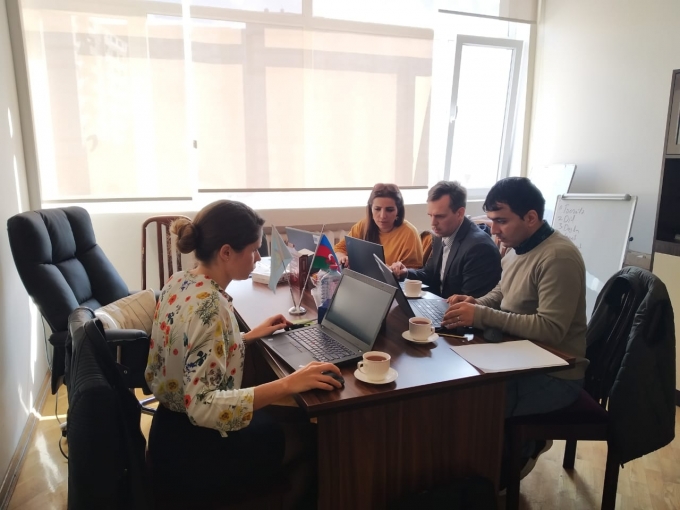 UTECA representative with European education experts at Baku Business University